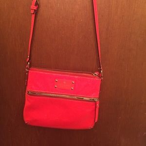 Kate Spade patent leather neon orange/pink bag